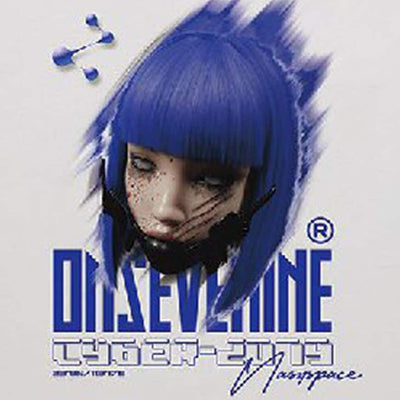 Blue hair t-shirt Anime top retro raver jumper cyberpunk tee cyber girl jumper in white