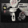 Vintage wash punk t-shirt toilet print top grunge rocker jumper retro raver tee in acid grey