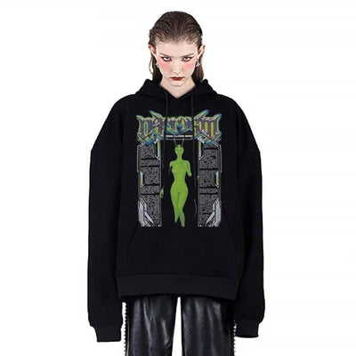 Balaclava print hoodie punk pullover raver darkness jumper