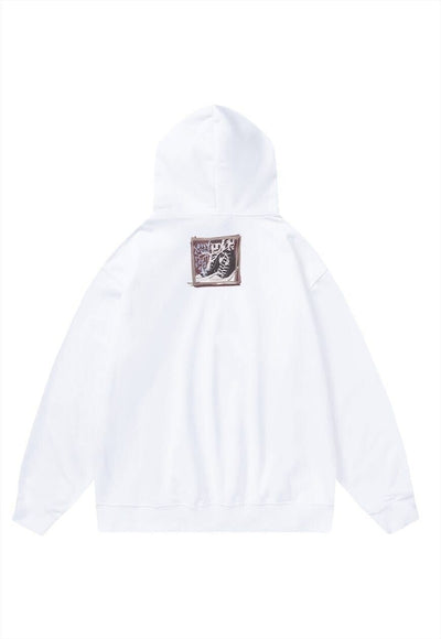 Bondage hoodie grunge pullover premium punk jumper in white