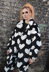 Heart fleece coat handmade faux fur love emoji trench coat