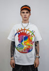 Gay punk t-shirt rainbow tee grunge mohawk top in white