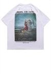 Angels print t-shirt saint tee grunge slogan top in black