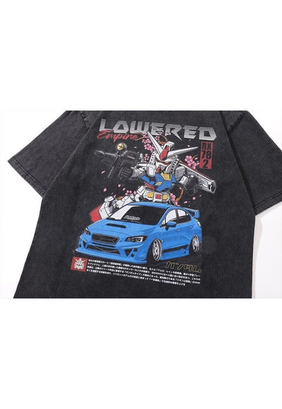 Transformer t-shirt racing car tee retro cartoon top in grey