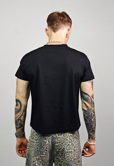 Flame print t-shirt slim fit unisex 90 number tee raver top