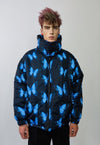 Reversible bomber butterfly jacket detachable puffer in blue