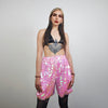 Pink sequin shorts mermaid trousers fantasy pants holographic skirt luminous festival bottoms rave joggers fairy neon overalls