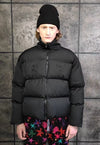 Devil horn bomber jacket Skeleton patch hood puffer black