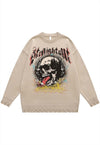 Skull sweater scary knit distressed bones jumper in black