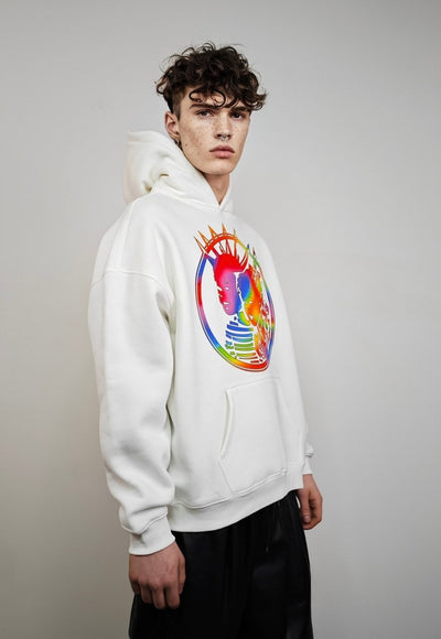 Gay punk hoodie rainbow spiky hair pullover mohawk jumper