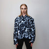 Thunder print jacket catwalk blazer utility going out bomber abstract print fancy dress varsity space pattern coat in black blue