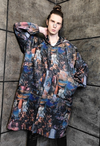 Baroque print jacket handmade religion windbreaker in multi