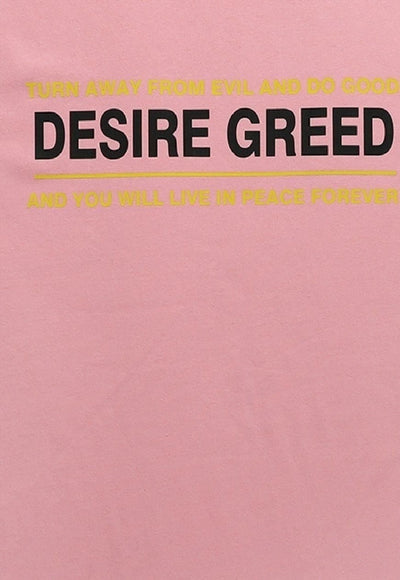 Greed t-shirt grunge tee retro slogan raver top in pink