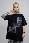 Bondage t-shirt S&M graffiti tee grunge paint top in black