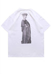 Queen print t-shirt royal member tee illusory top in black