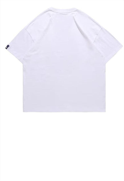 Moon print t-shirt space tee retro sky poster top in white