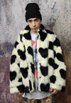 Faux fur heart jacket fluffy fleece love punk bomber white