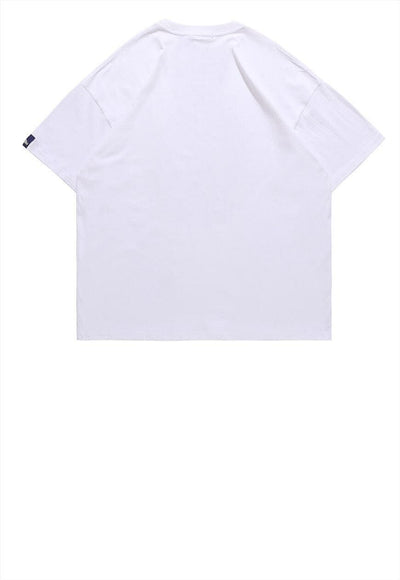 Mobile phone print t-shirt 90s graffiti tee retro top white