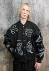 Grunge varsity jacket Gothic patch baseball bomber black