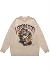 Monster sweater knitted distressed money print jumper grey