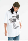 Old poster print t-shirt grunge tee skater slogan top black