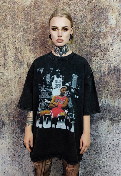 Chicago bulls t-shirt G.O.A.T. tee basketball top acid black