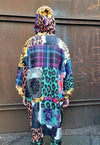 Tartan jacket handmade emoji print windbreaker in leopard