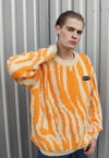 Zigzag zebra knitted sweater stripe knit jumper in orange