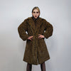 Geometric fleece coat longline Arabic pattern trench glam overcoat going out bomber festival jacket Coachella customizable peacoat brown