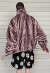 Python fleece jacket handmade snake fur bomber pastel pink