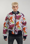 Leaves print varsity jacket forest reversible 4in1 bomber