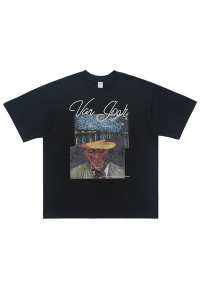 Van Gogh t-shirt artist print tee retro grunge top in black