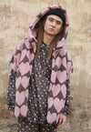 Heart fleece jacket handmade detachable love bomber in pink