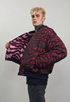 Striped varsity jacket red tie-dye zebra reversible bomber