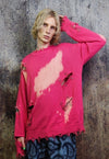 Ripped tie-dye sweater gradient bleached jumper in pink