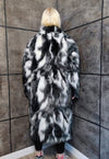 Contrast faux fur coat gradient fluffy Mac in white black