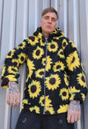 Sunflower fleece hoodie daisy print floral bomber jacket