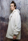 Textured fleece jacket handmade fluffy faux fur coat cream