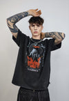 Saint t-shirt flame tee grunge religion top in vintage grey