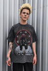 Hip-hop t-shirt rapper tee vintage wash grunge top in grey