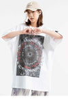 Graffiti t-shirt Gothic tee grunge geometric top in White