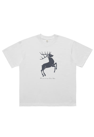 Christmas t-shirt deer print tee retro Christmas top white