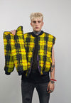 Tartan check varsity jacket yellow flame reversible bomber