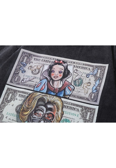 Princess t-shirt money print tee retro top in vintage grey