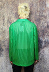 Transparent blazer see through mesh jacket check coat green