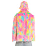 Rainbow shaggy faux fur jacket unicorn raver bomber fluffy festival coat party fleece bomber neon burning man coat in bright pink blue