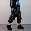 Luxury faux fur joggers luminous raver pants fluffy punk trousers skiing fleece shaggy overalls festival bottoms burning man pants in blue