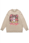 Anime sweater Manga knit distressed Japanese jumper in black