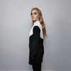 Color block top long sleeve half white half black jumper sheer sweatshirt see-through punk jumper structured going out funeral party t-shirt