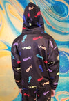 Cat cartoon hoodie handmade rainbow emoji pullover in black